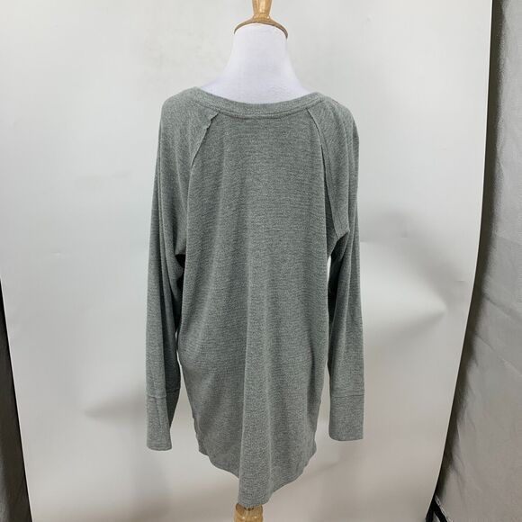 Wildfox Haley Sweater Womens XL Grey V Neck Raglan Brushed Waffle Knit Pullover - Picture 5 of 11